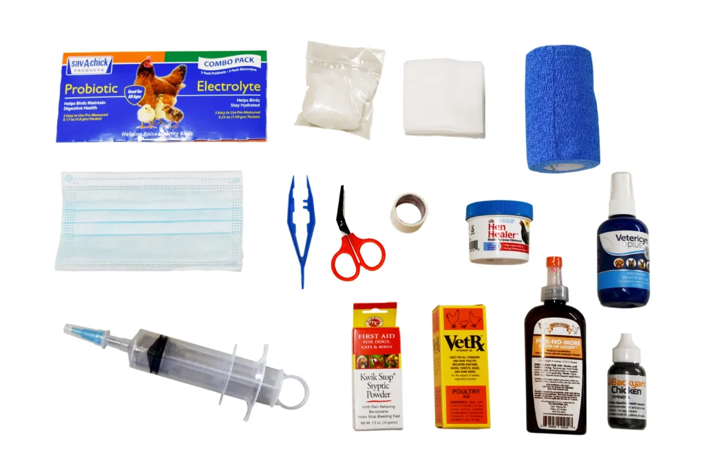 Botiquín de primeros auxilios para aves de corral: Lo que no puede faltar en tu granja